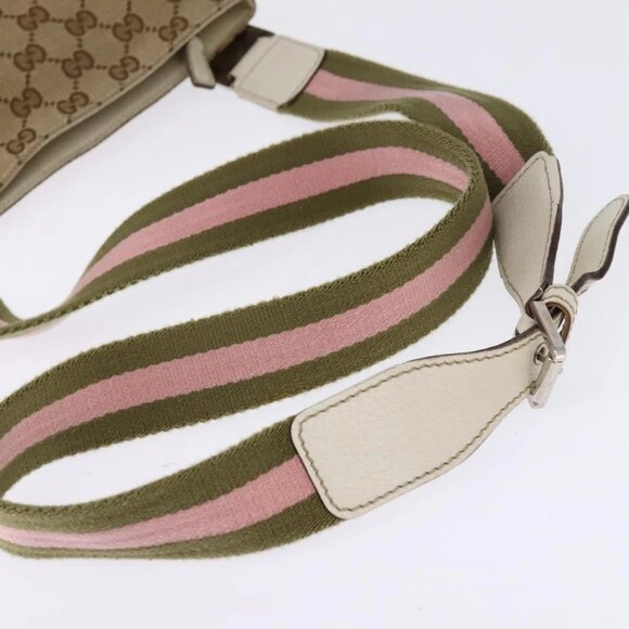 GUCCI GG Canvas Shoulder Bag Beige Silver - Picture 7 of 15